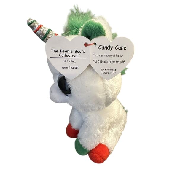 Ty Beanie Boo Candy Cane Plush Christmas Unicorn - Picture 2 of 8